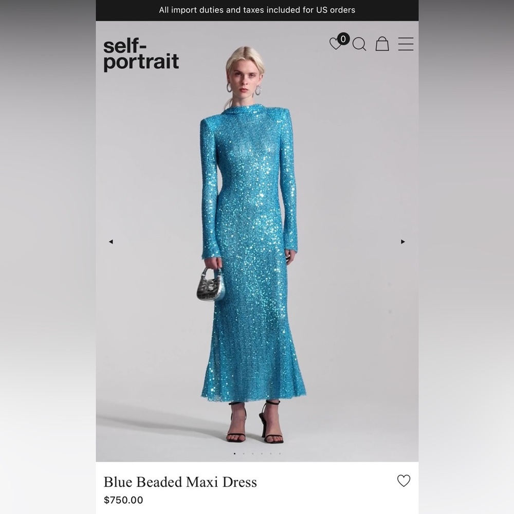 Self-Portrait Blue Beaded Maxi Dress